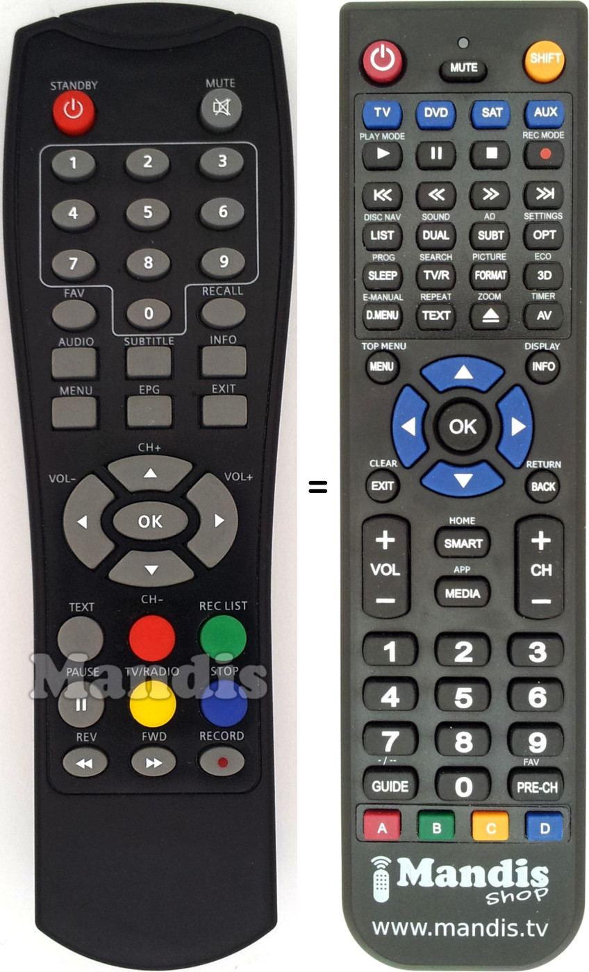 Replacement remote control TELEWIRE REMCON168