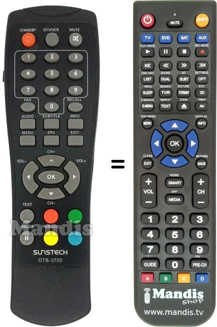 Replacement remote control Sunstech DTB-3700