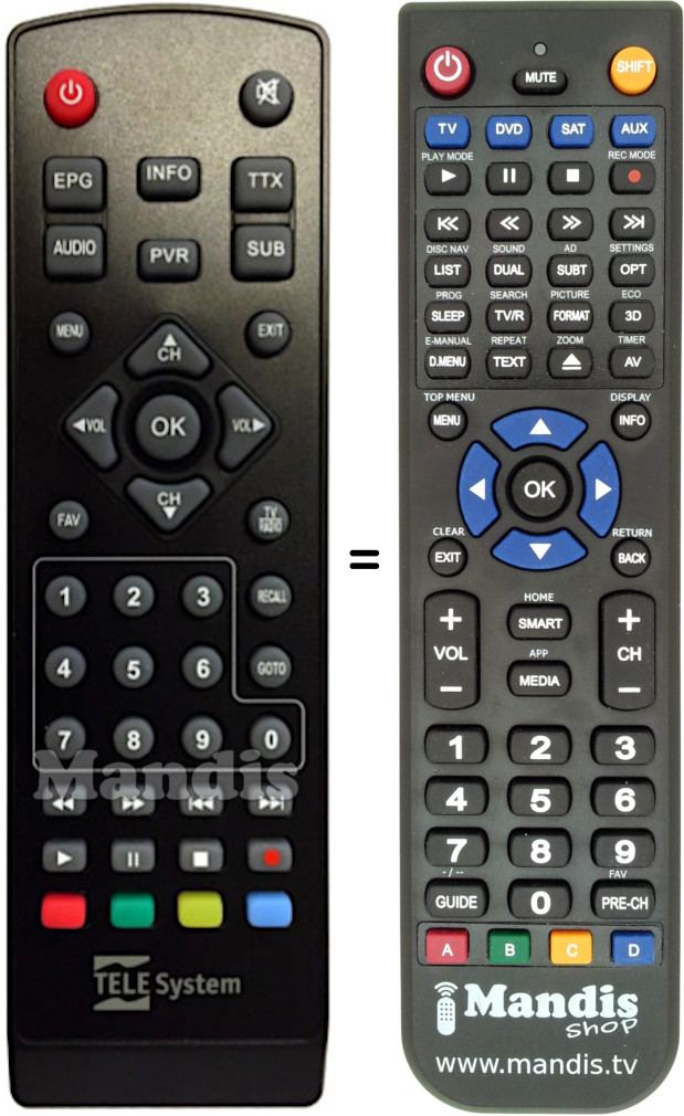 Replacement remote control Telesystem TS6515HD