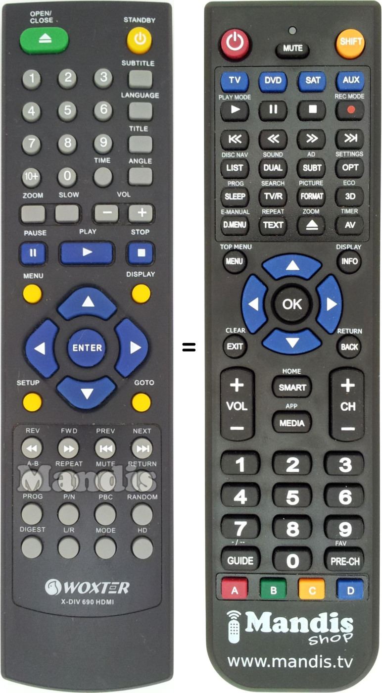 Replacement remote control Woxter X-DIV690HDMI