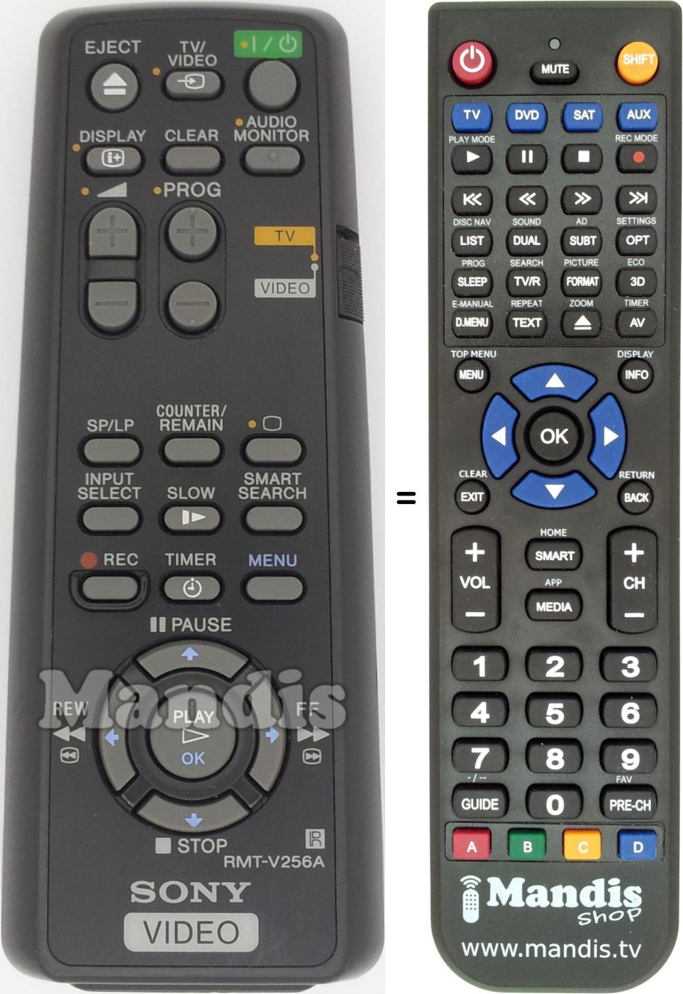 Replacement remote control RMT-V 256 A