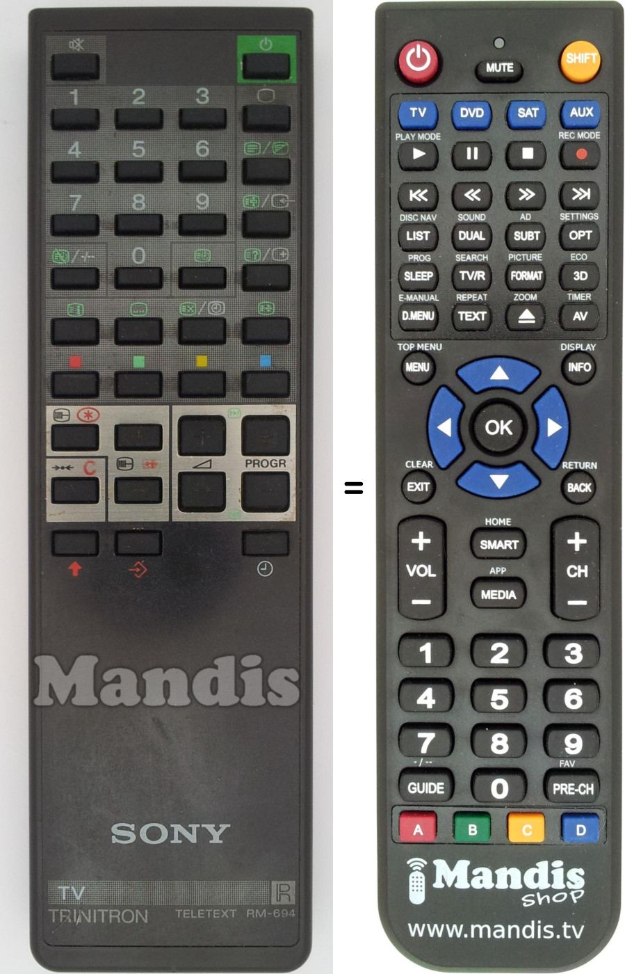 Replacement remote control Sony RM-694