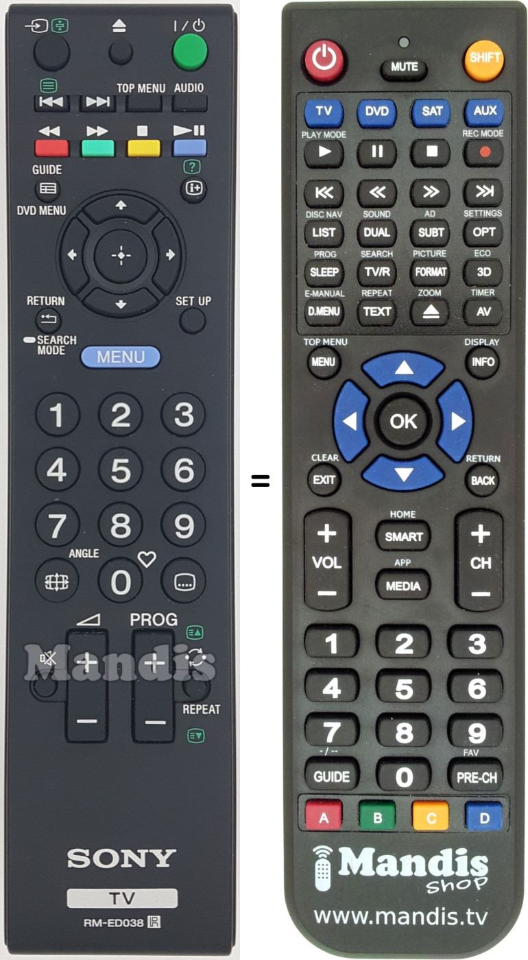 Replacement remote control Sony RMED038