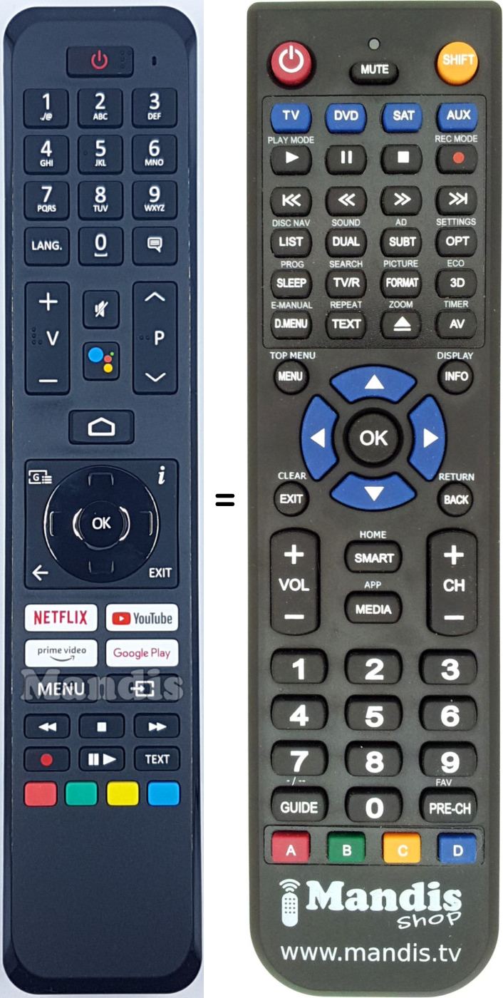 Replacement remote control Continental Edison 30111973
