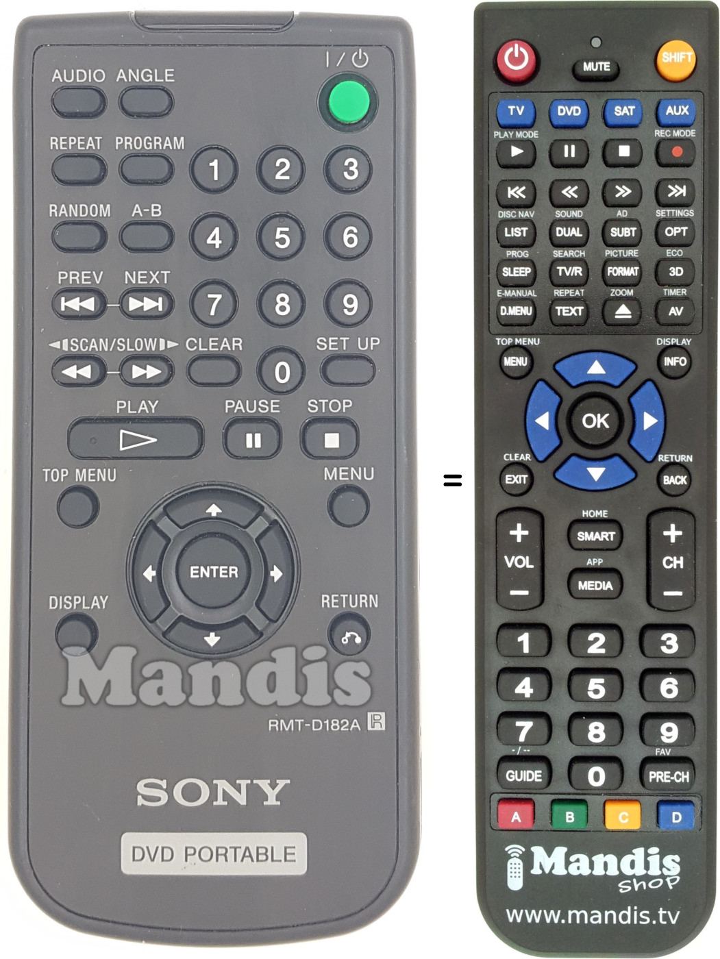 Replacement remote control RMT-D 182 A