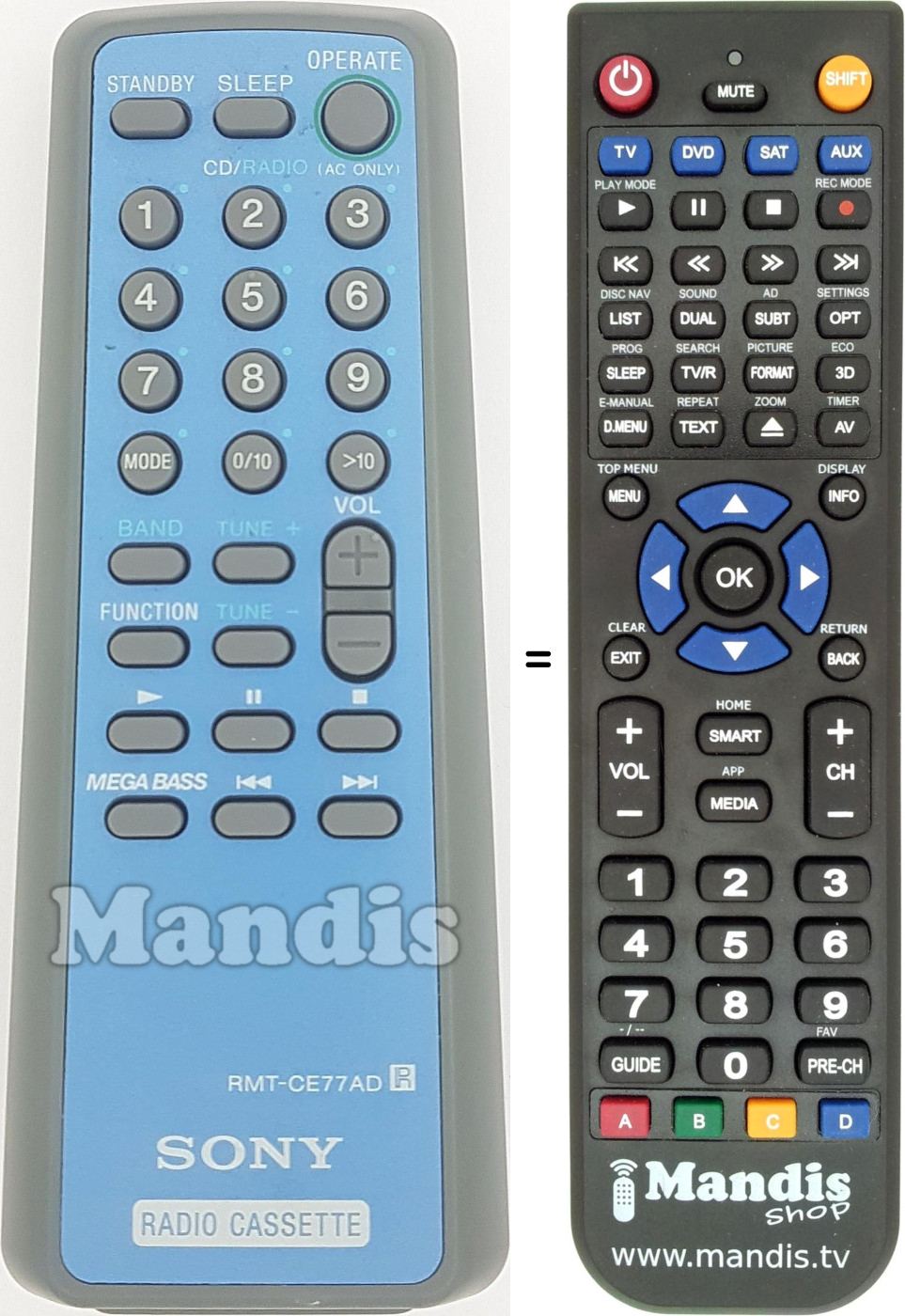 Replacement remote control RMT-CE77AD