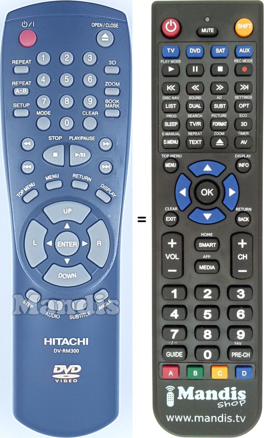 Replacement remote control Hitachi DV-RM 300