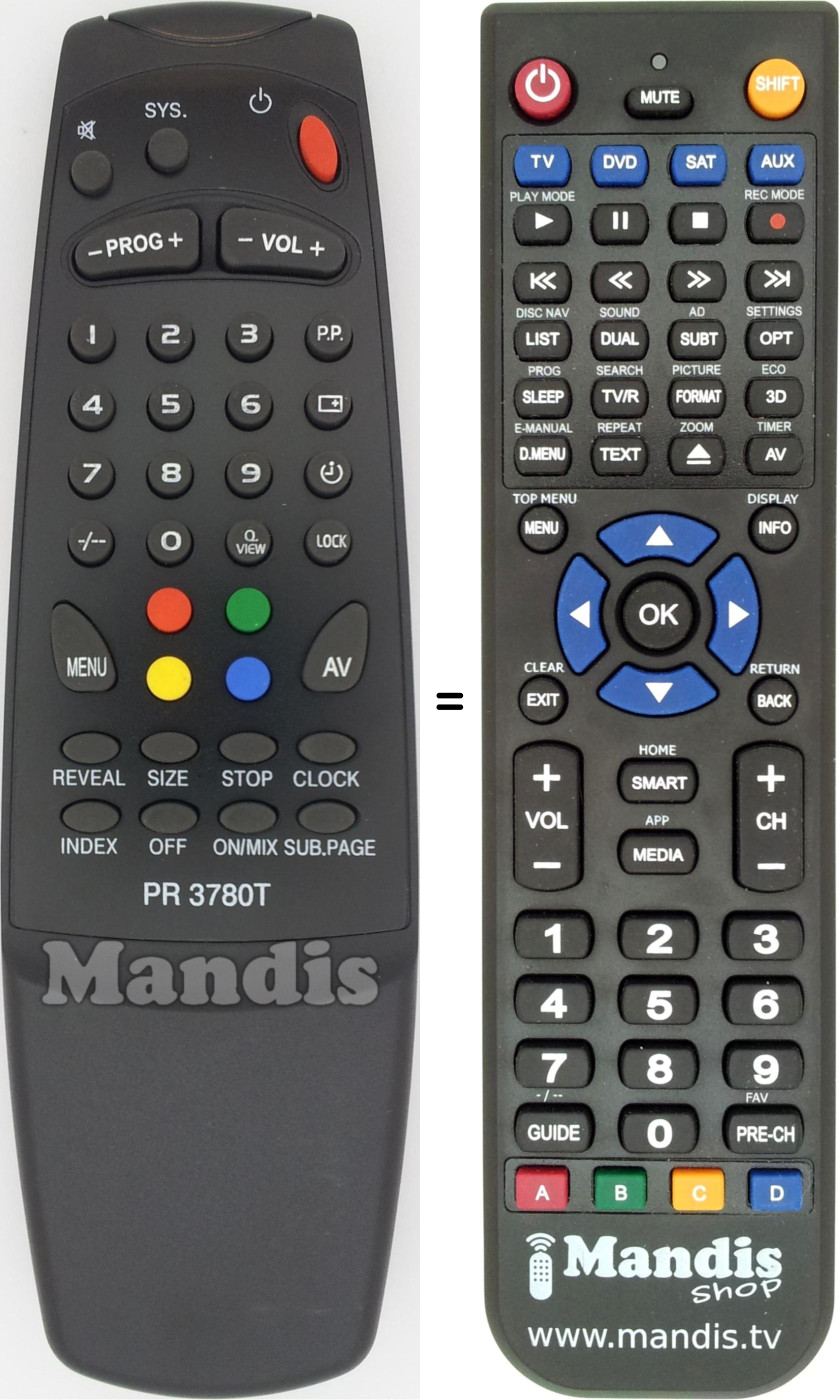 Replacement remote control PR3780T