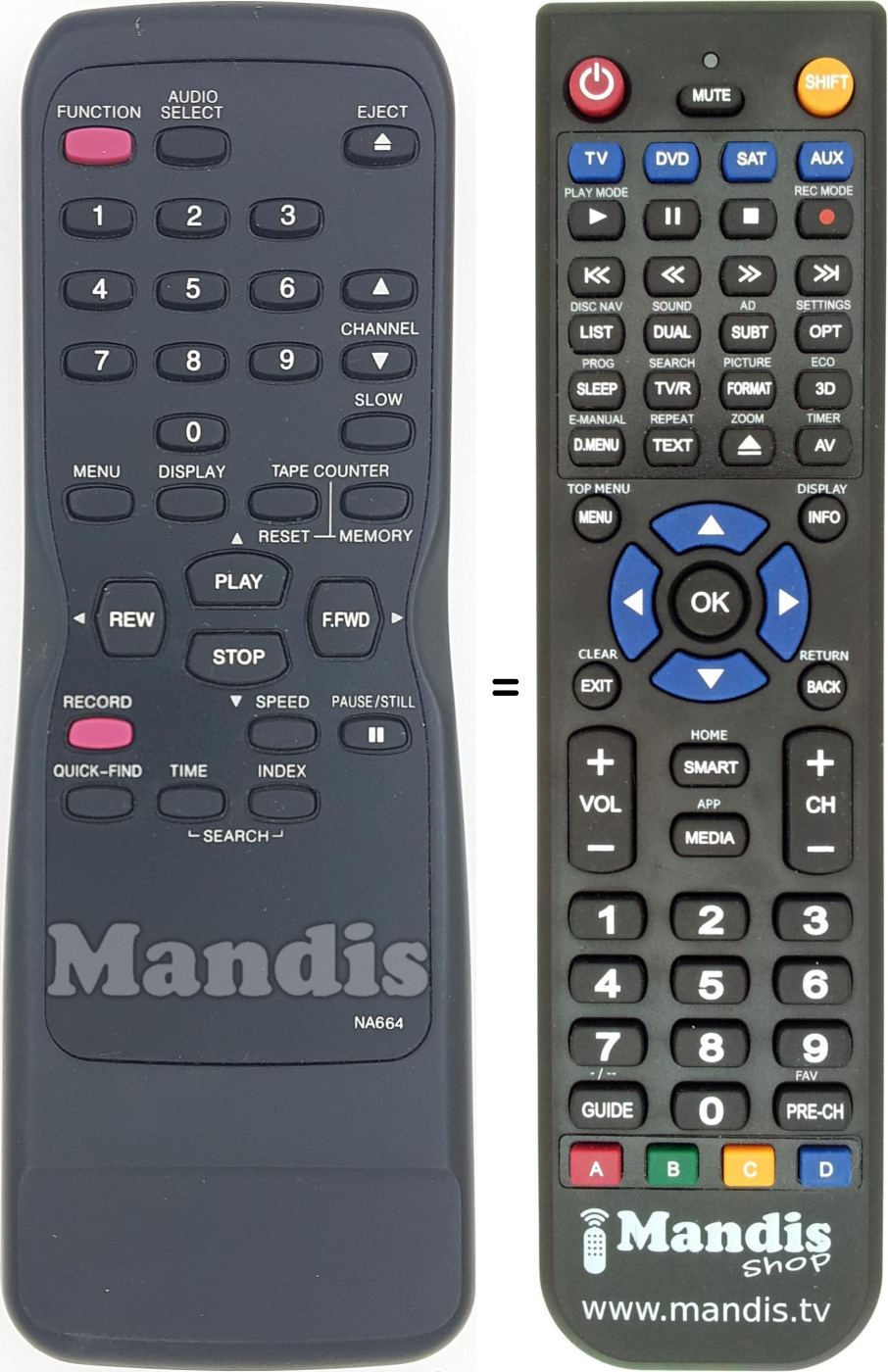 Replacement remote control NA664