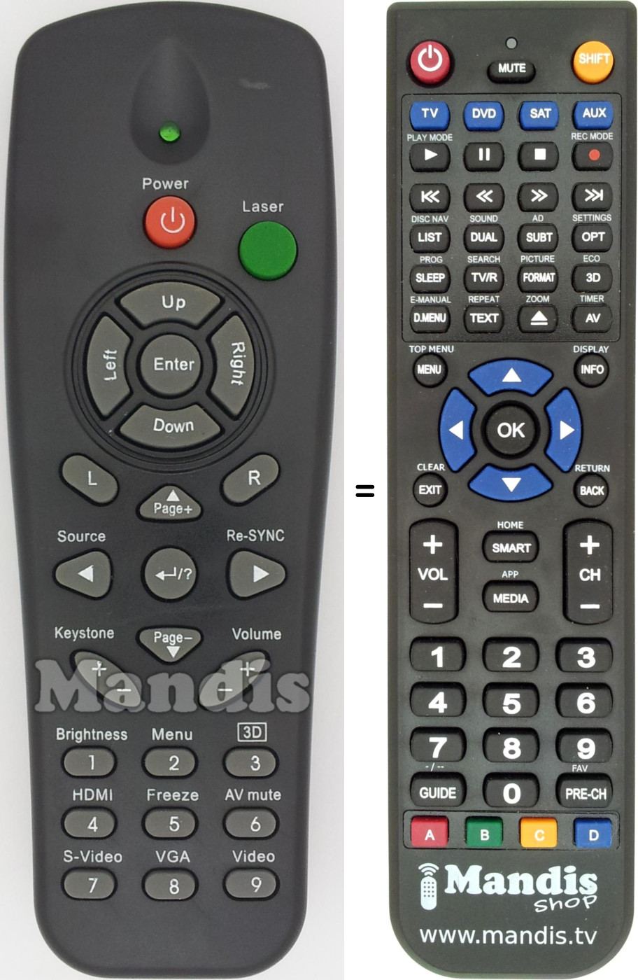 Replacement remote control Optoma007