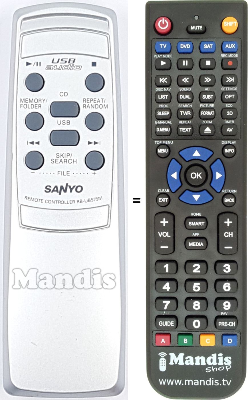 Replacement remote control RB-UB575M