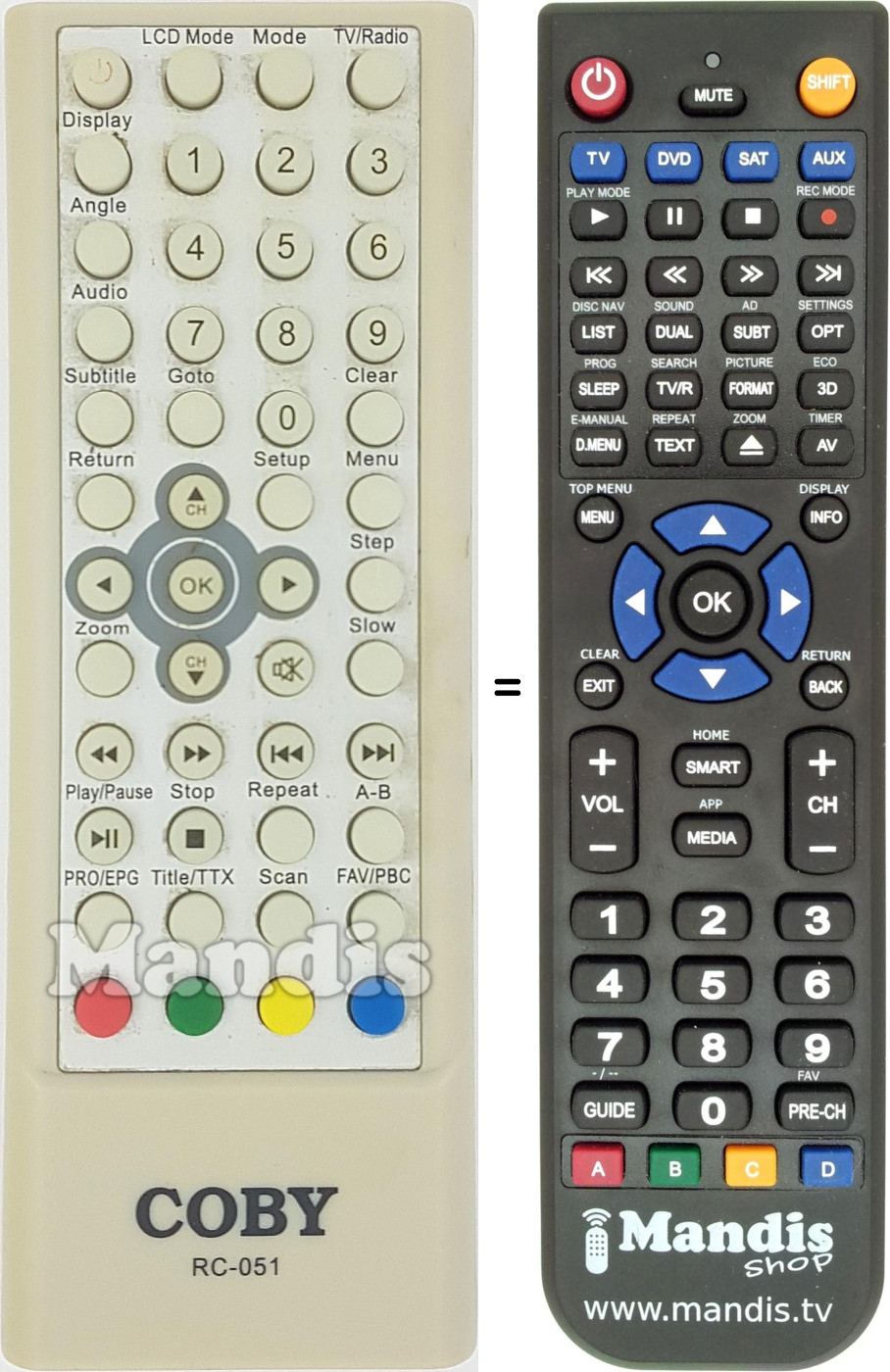 Replacement remote control RC-051