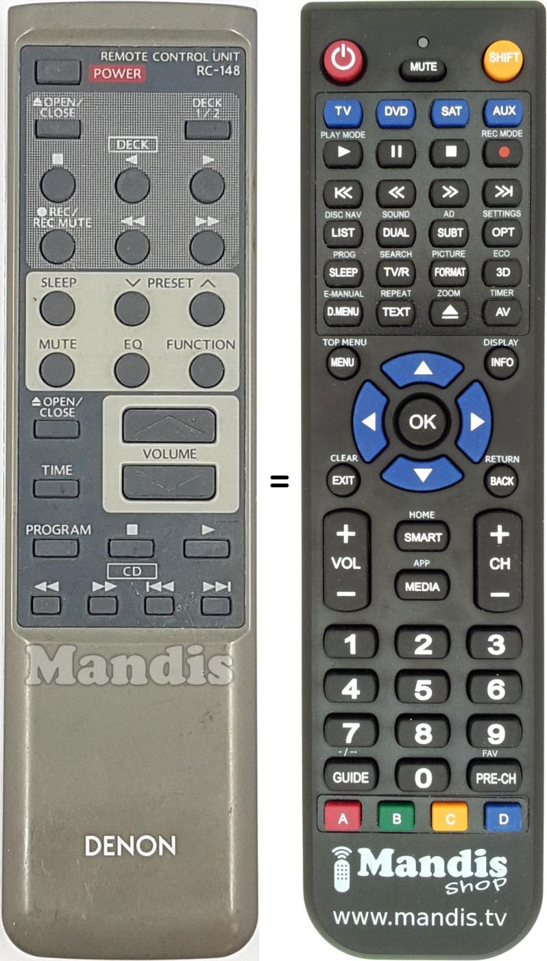Replacement remote control RC-148