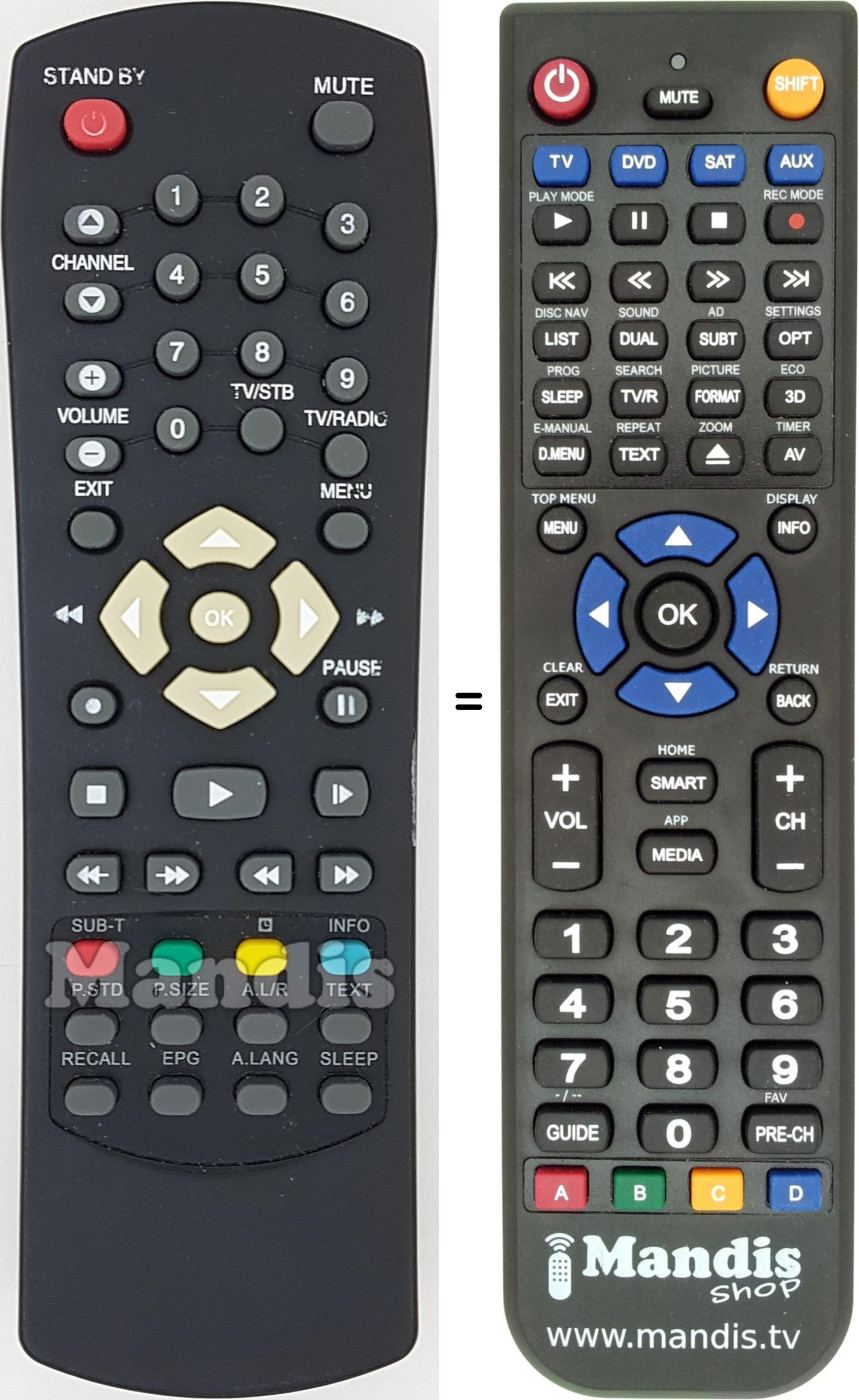 Replacement remote control REMCON1627