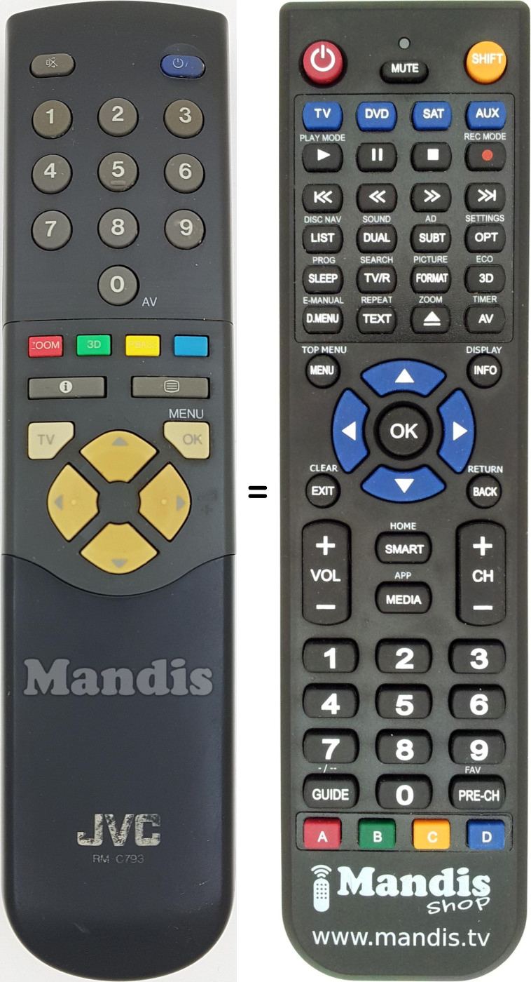 Replacement remote control JVC RM-C 793