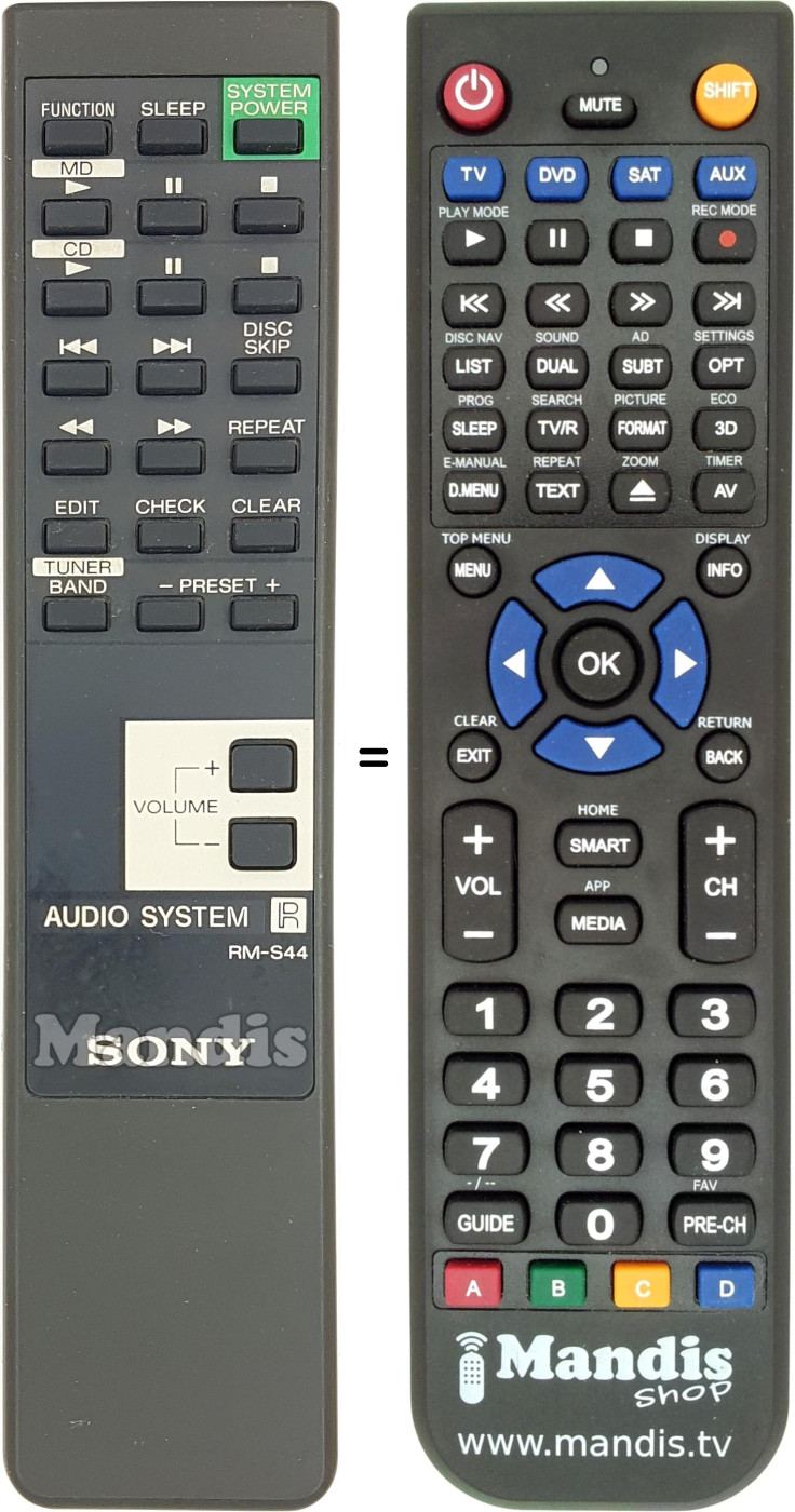 Replacement remote control RM-S44