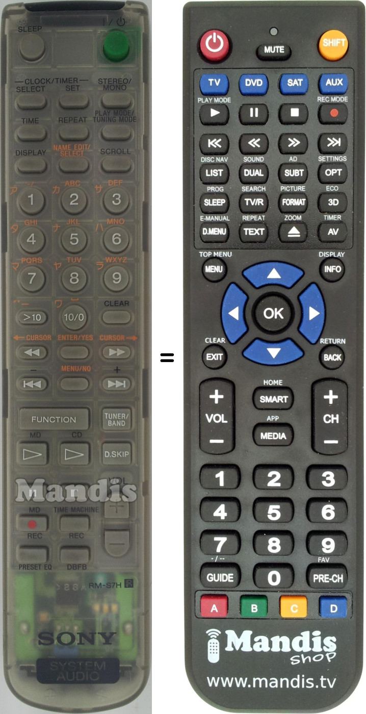 Replacement remote control RM-S7H