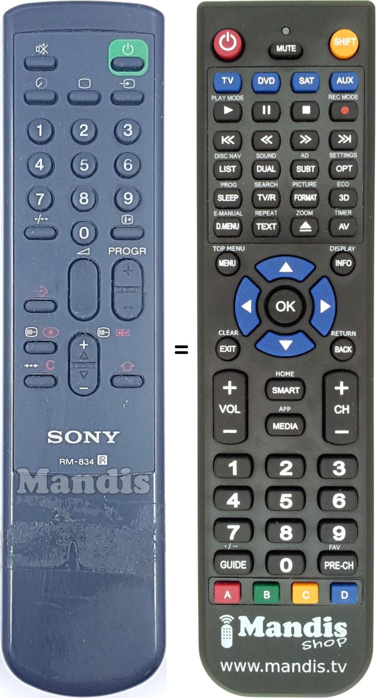 Replacement remote control RM 834