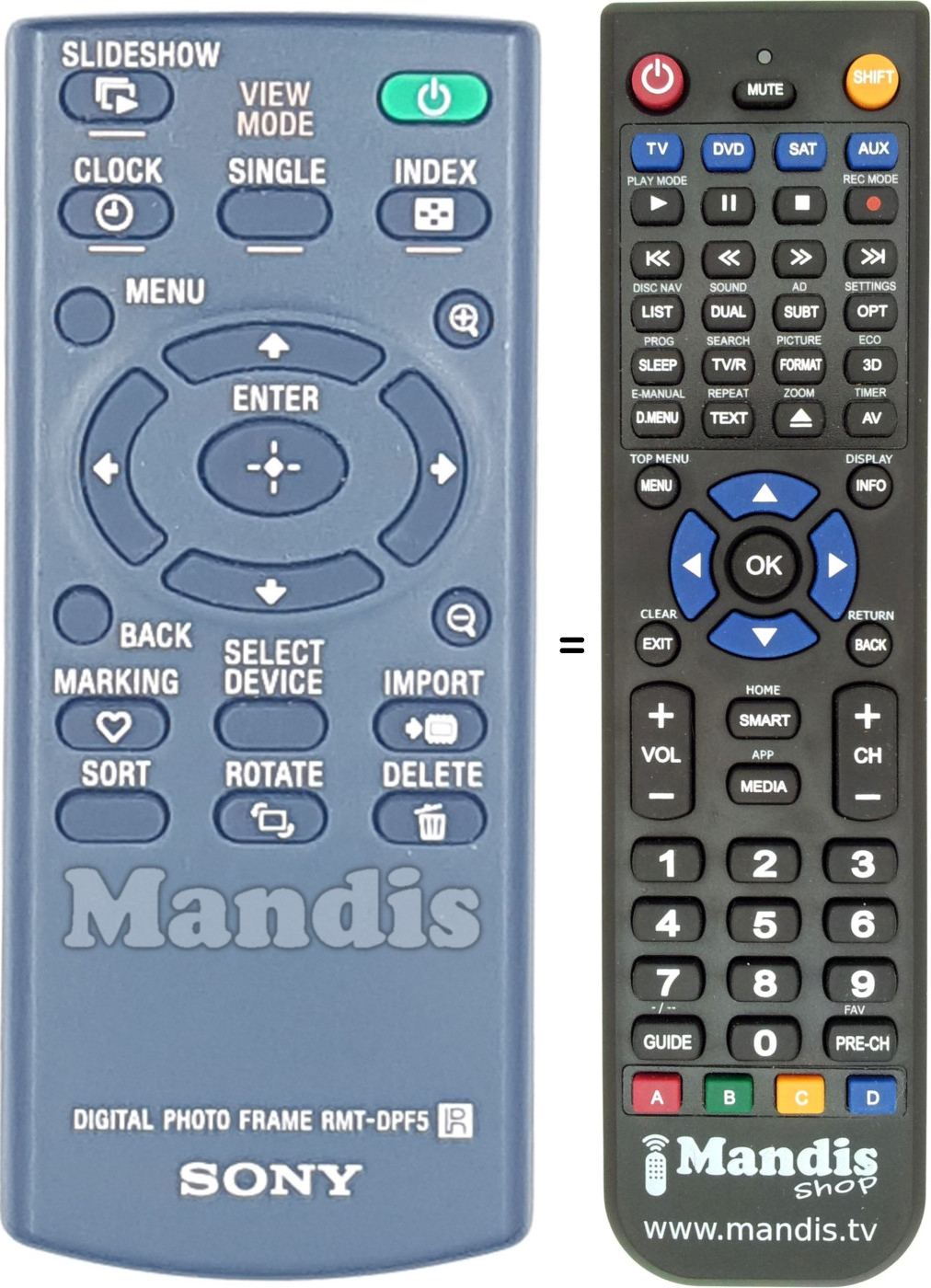Replacement remote control RMT-DPF5