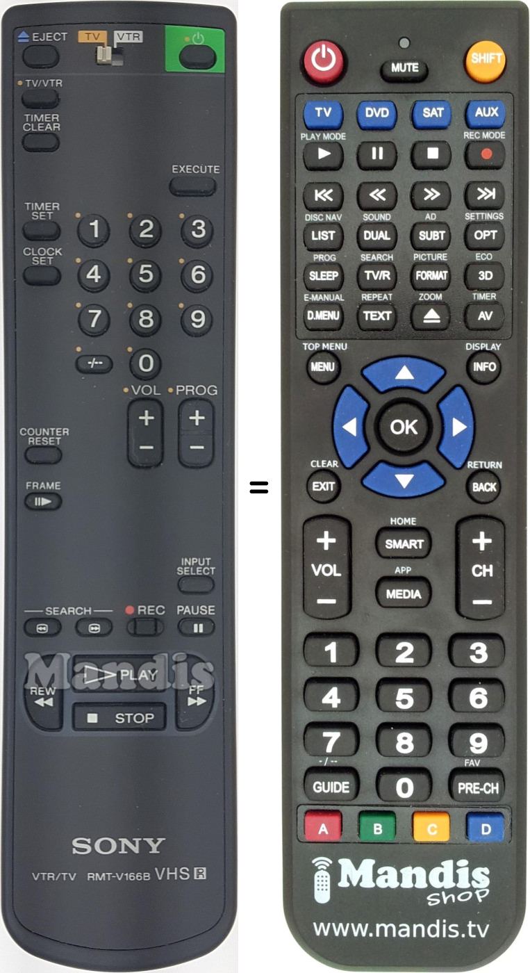 Replacement remote control RMT-V166B