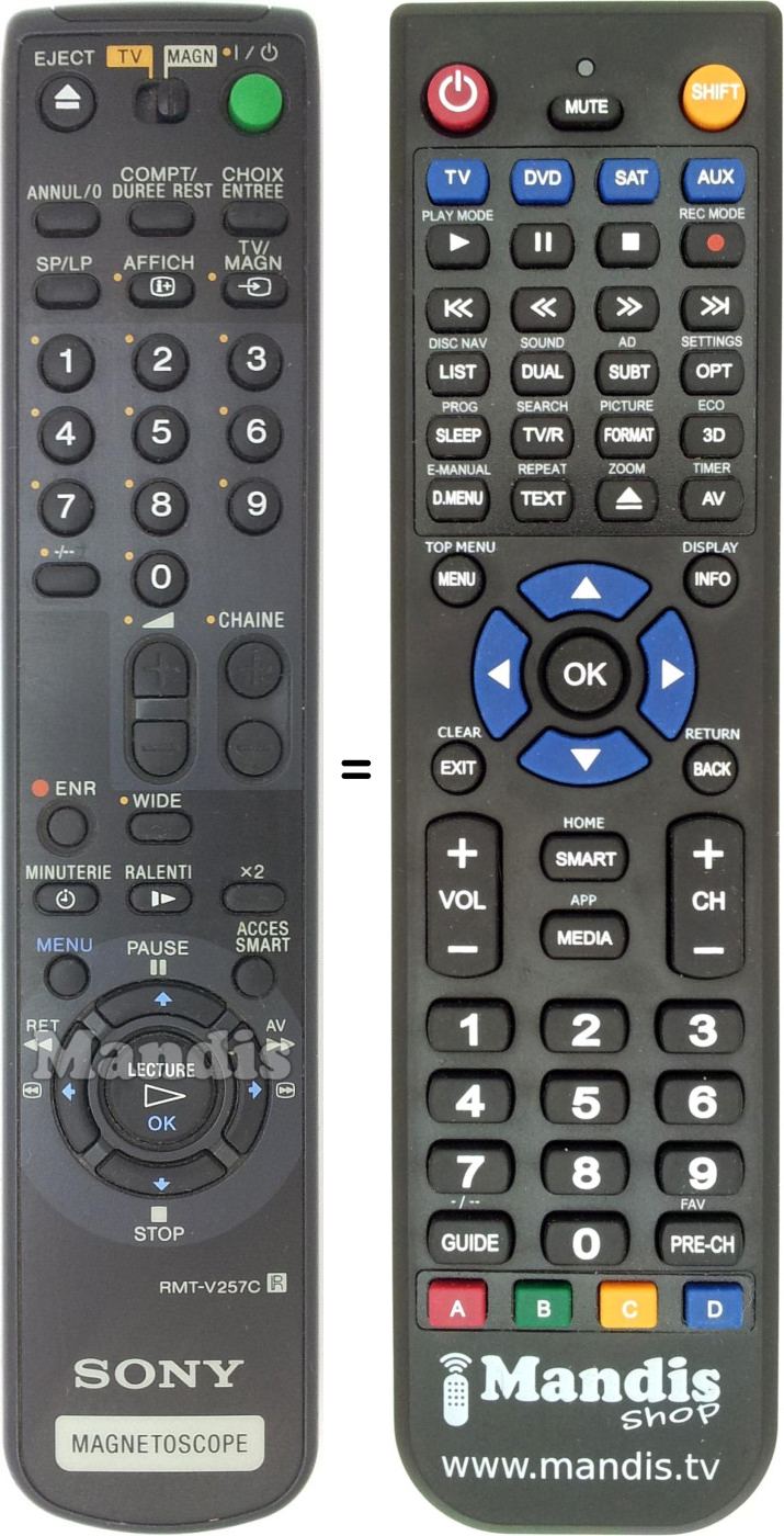 Replacement remote control RMT-V257C