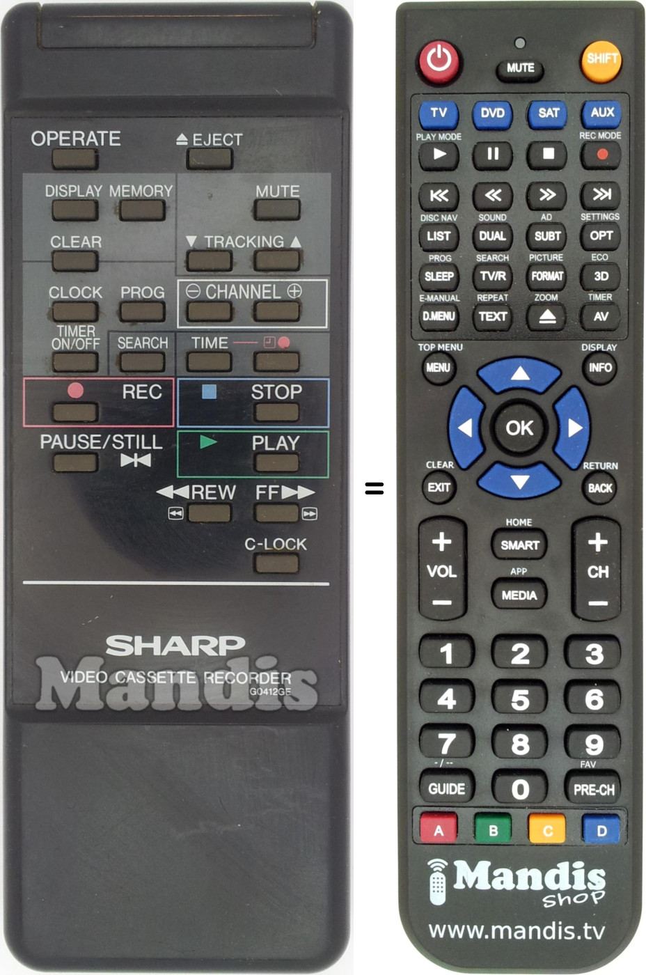 Replacement remote control Sharp G0412GE