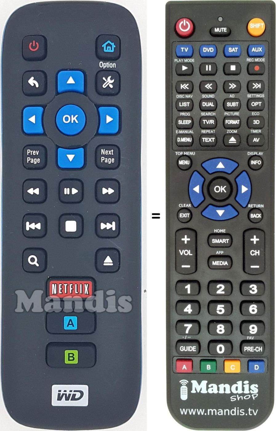 Replacement remote control WD001