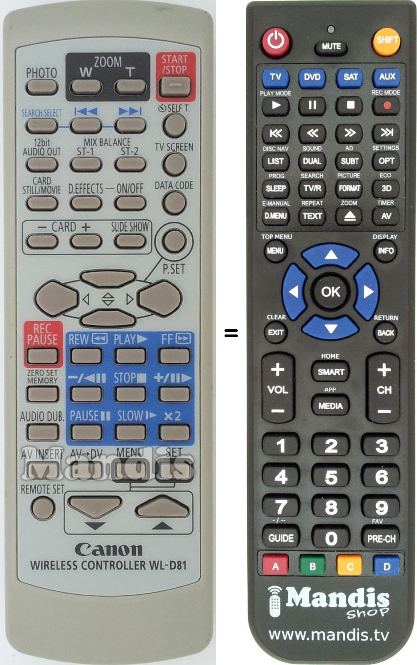 Replacement remote control WL-D81