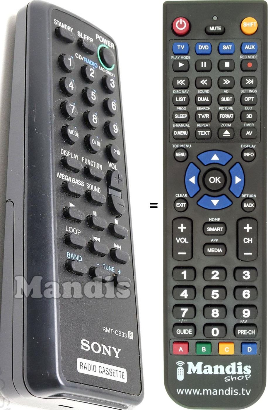 Replacement remote control RMT-CS33
