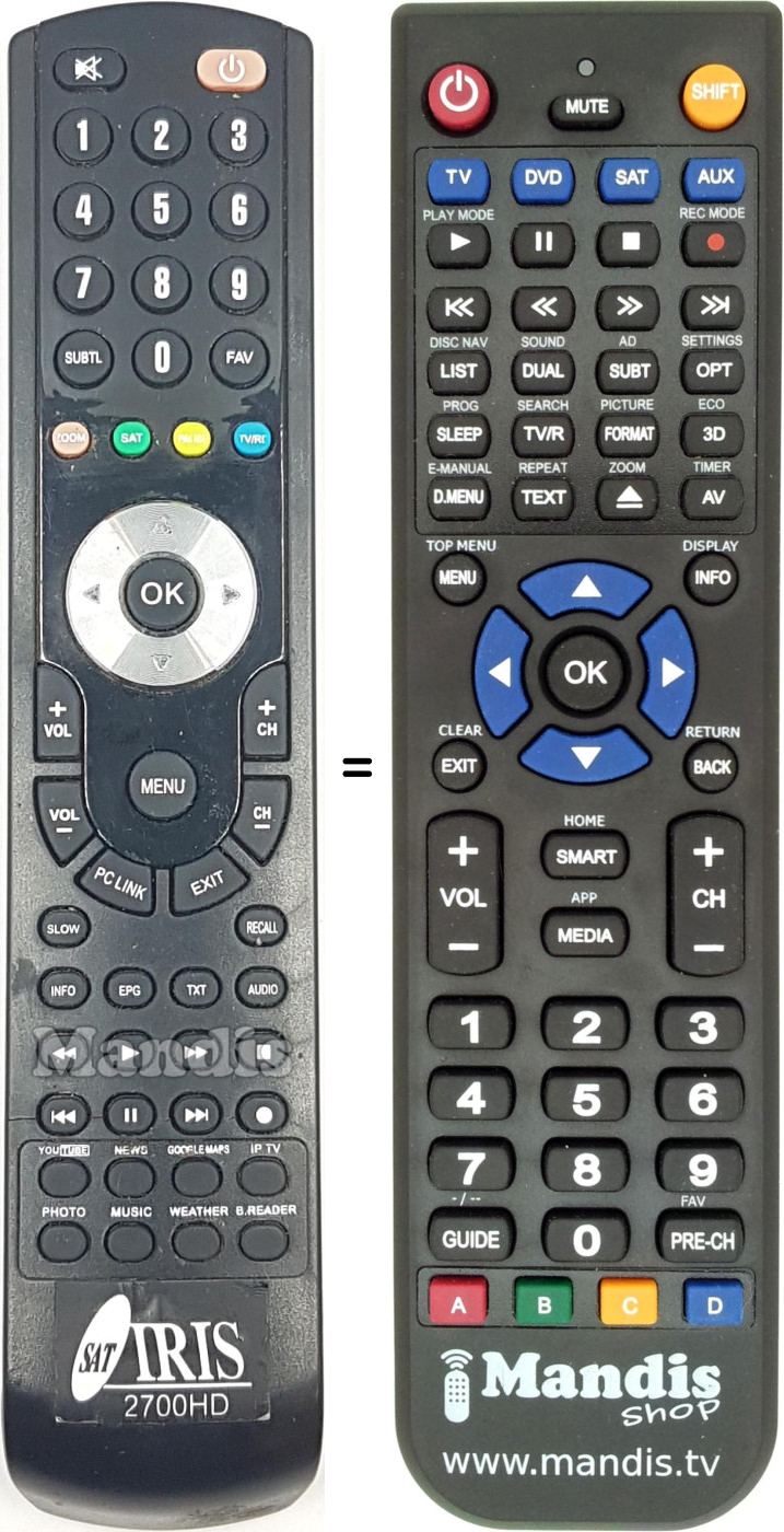Replacement remote control 2700HD