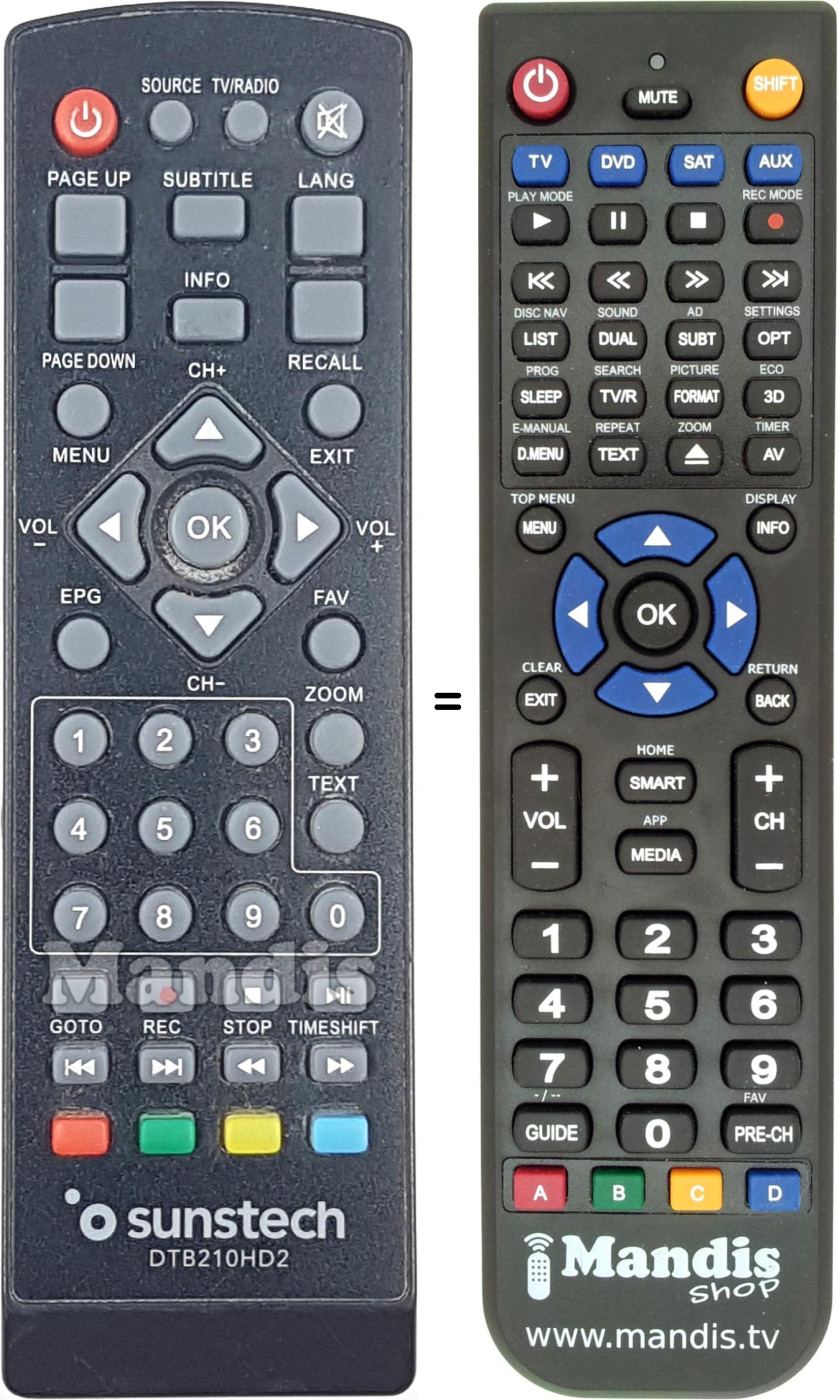 Replacement remote control DTB210HD2