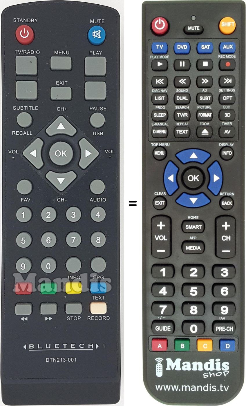 Replacement remote control DTN213-001