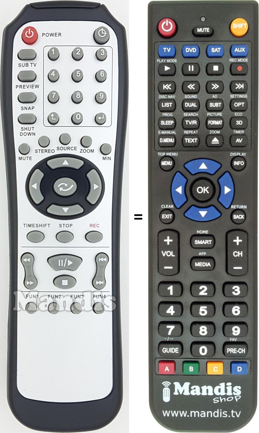 Replacement remote control REMCON1649