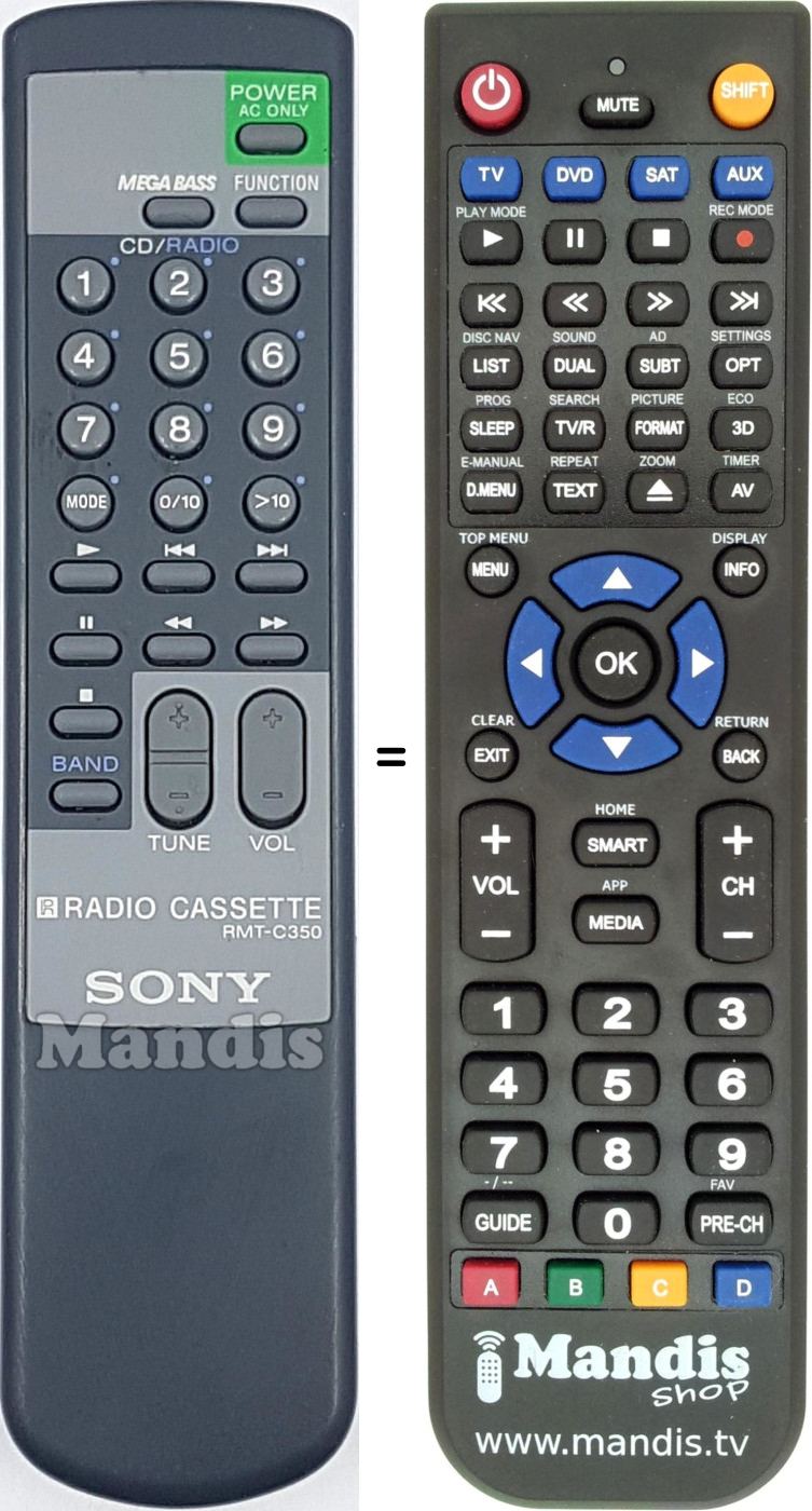 Replacement remote control RMT-C350