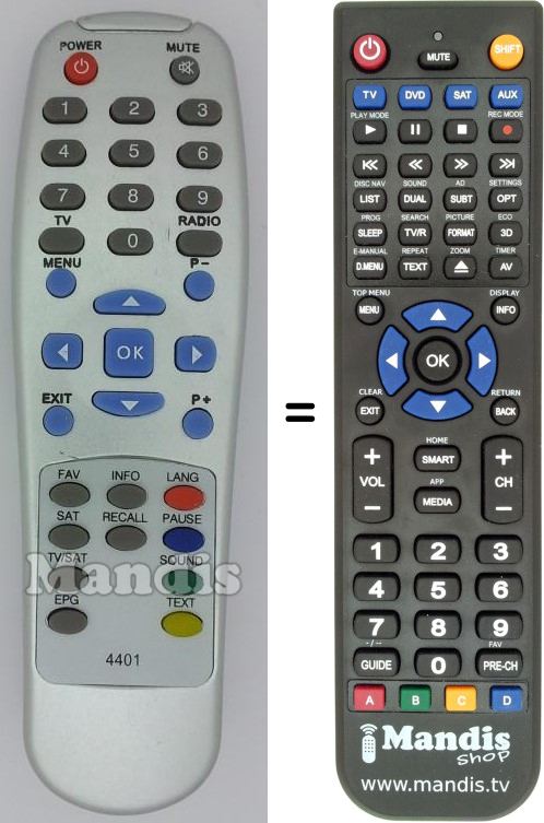 Replacement remote control Beko 4401