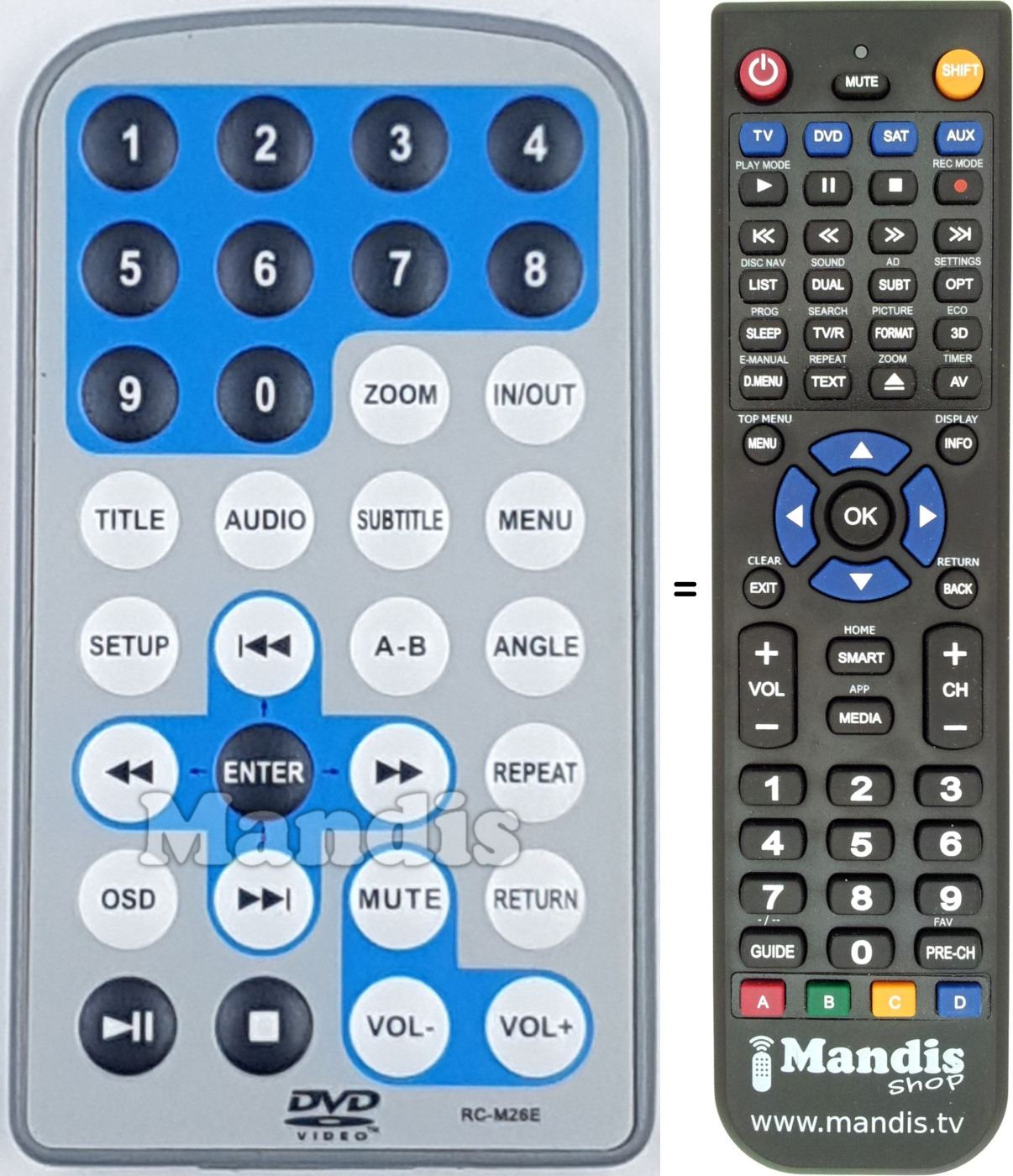 Replacement remote control RC-M26E