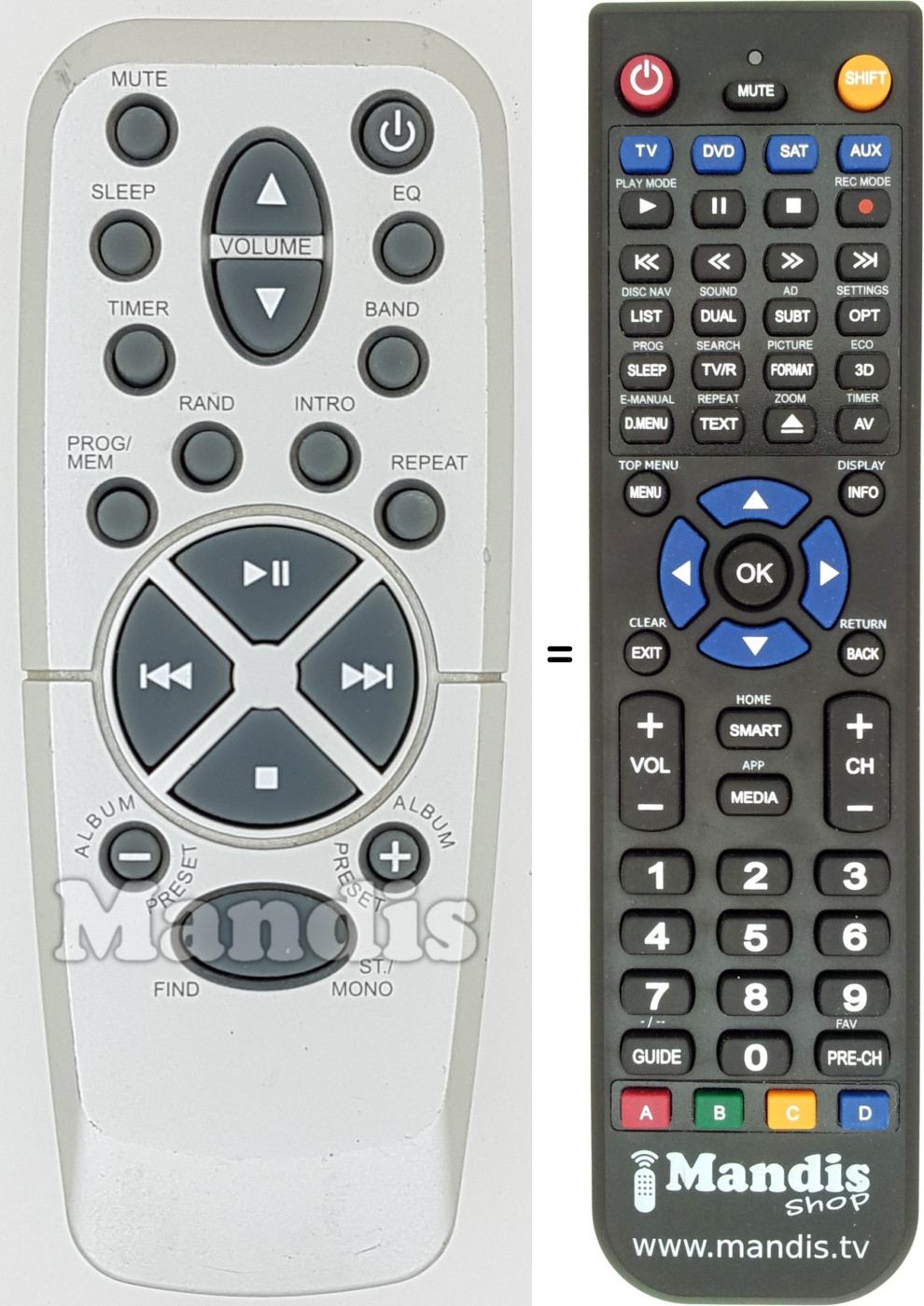 Replacement remote control REMCON1633