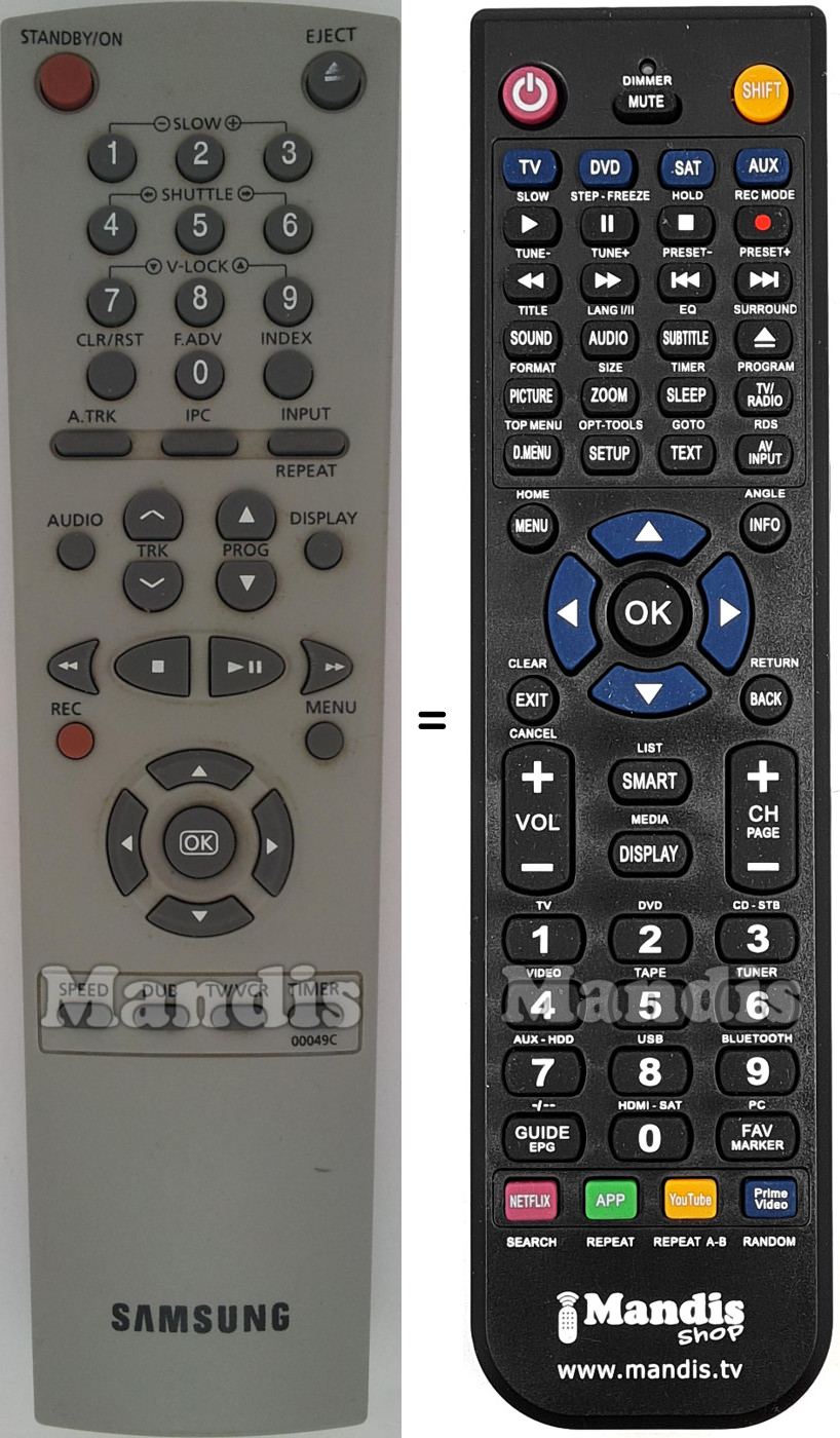 Replacement remote control Samsung 00049C