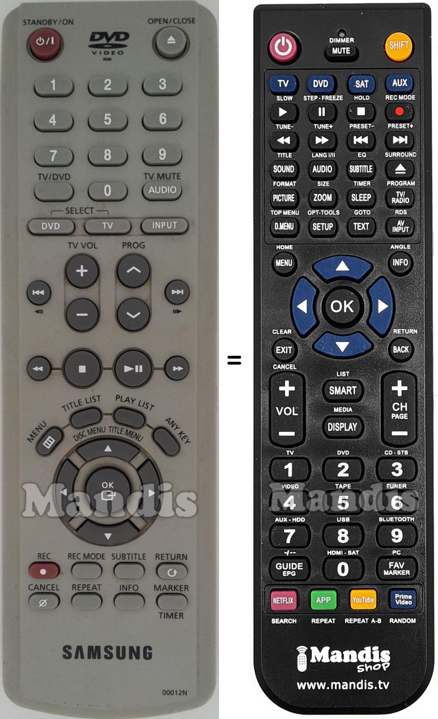 Replacement remote control Samsung 00012N