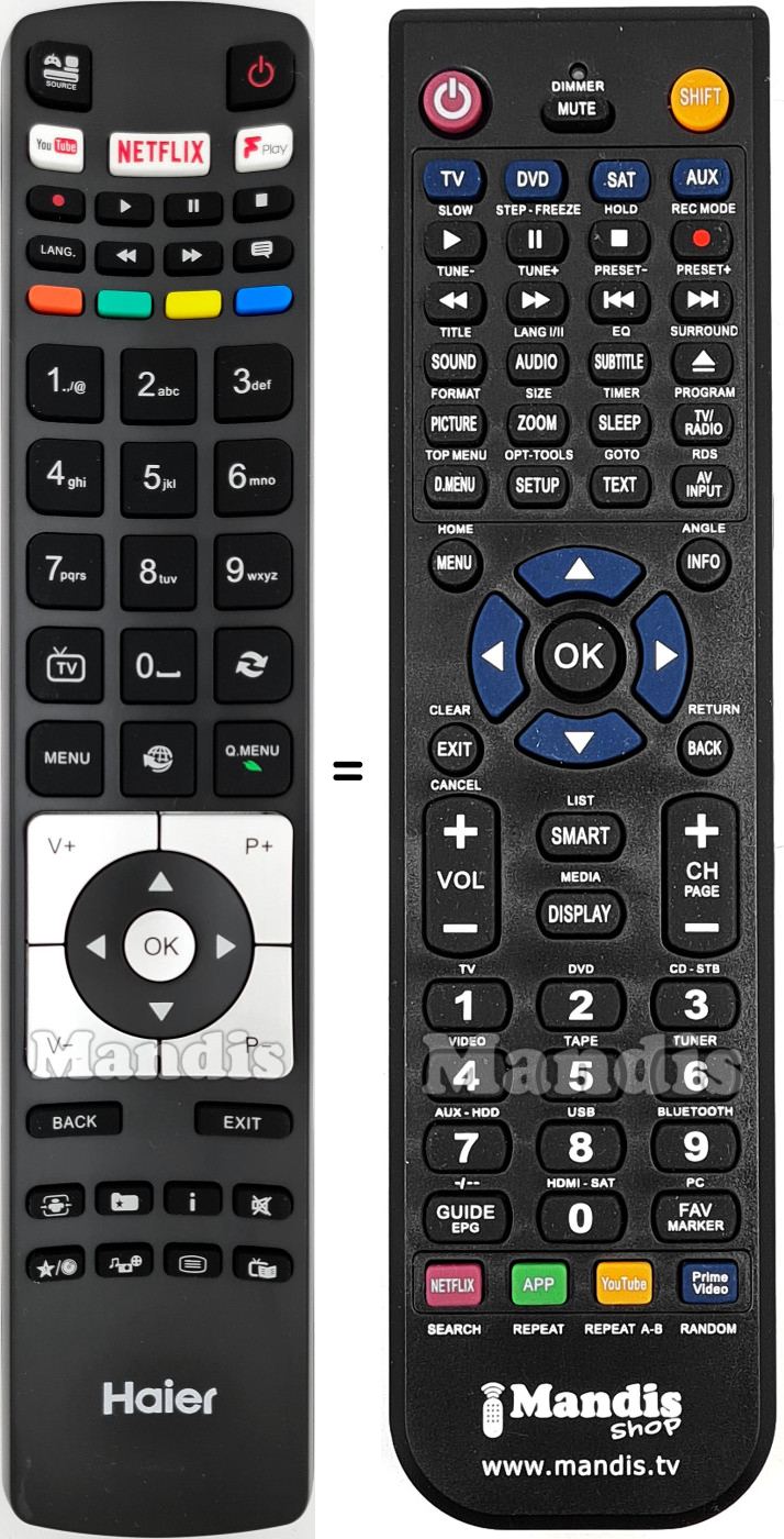 Replacement remote control Haier 0530019282