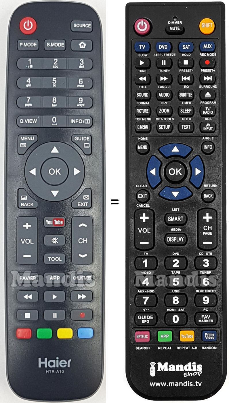 Replacement remote control Haier 0530044555