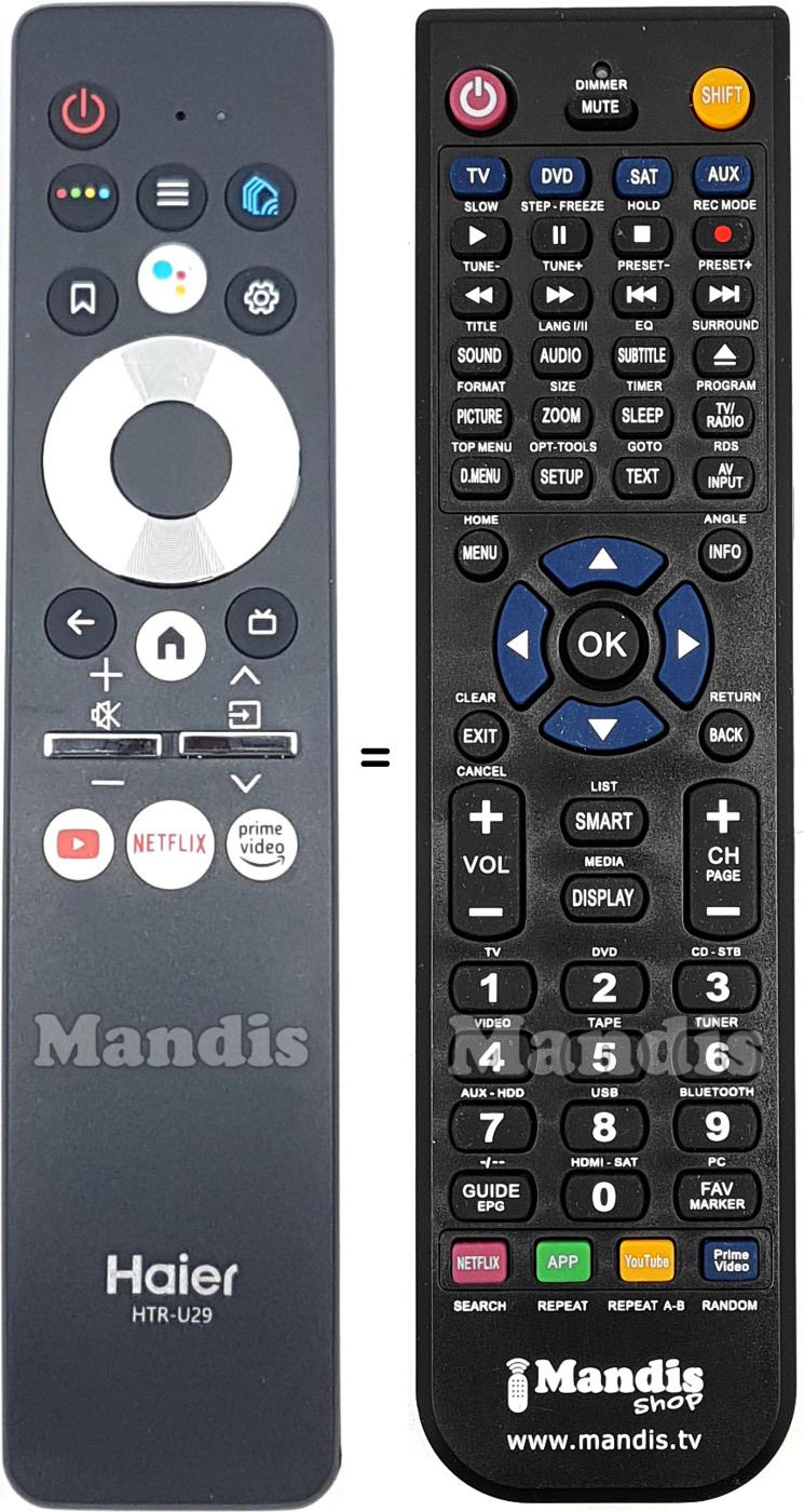 Replacement remote control Haier HTR-U29