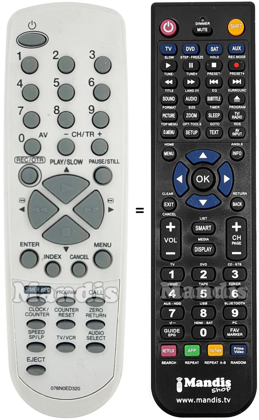 Replacement remote control NordMende 076N0ED320