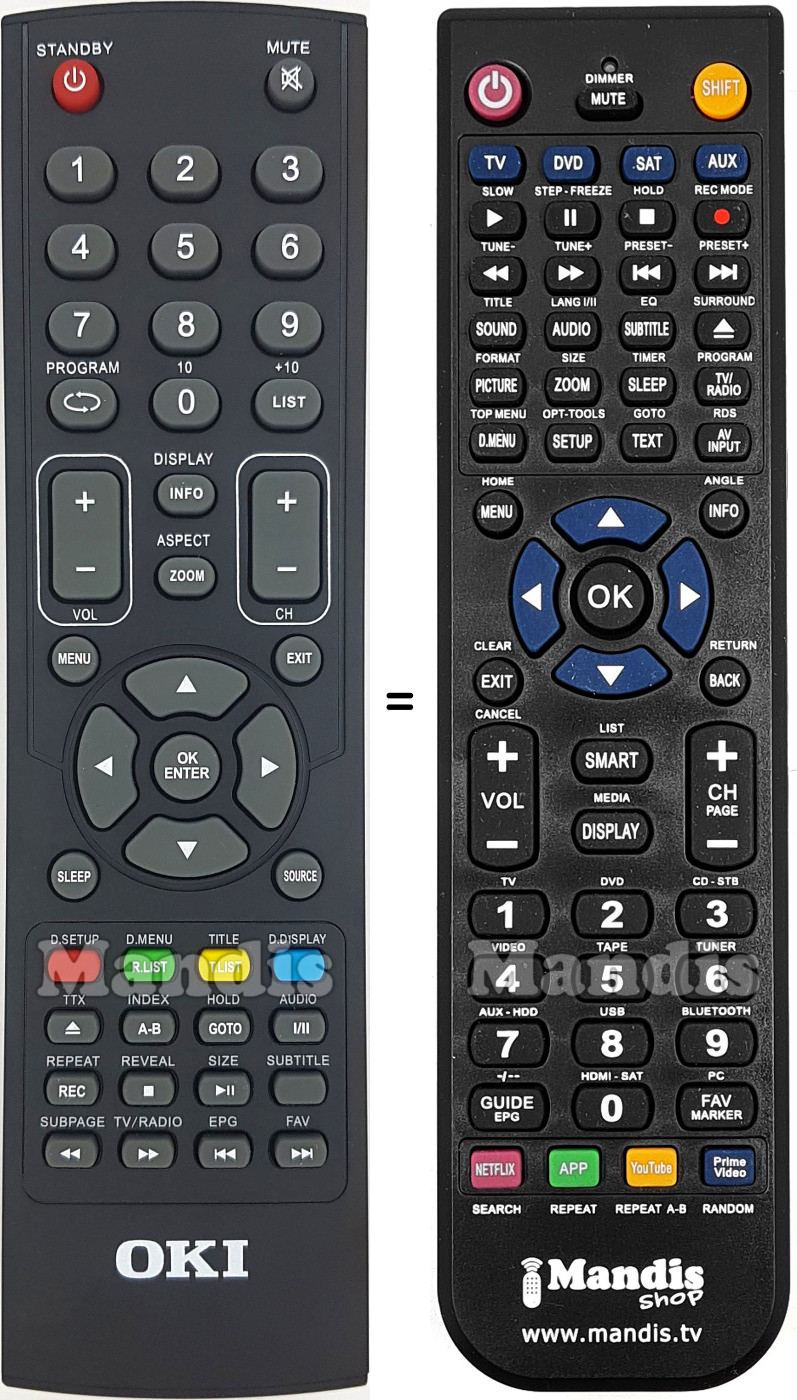Replacement remote control Oki 103185970028
