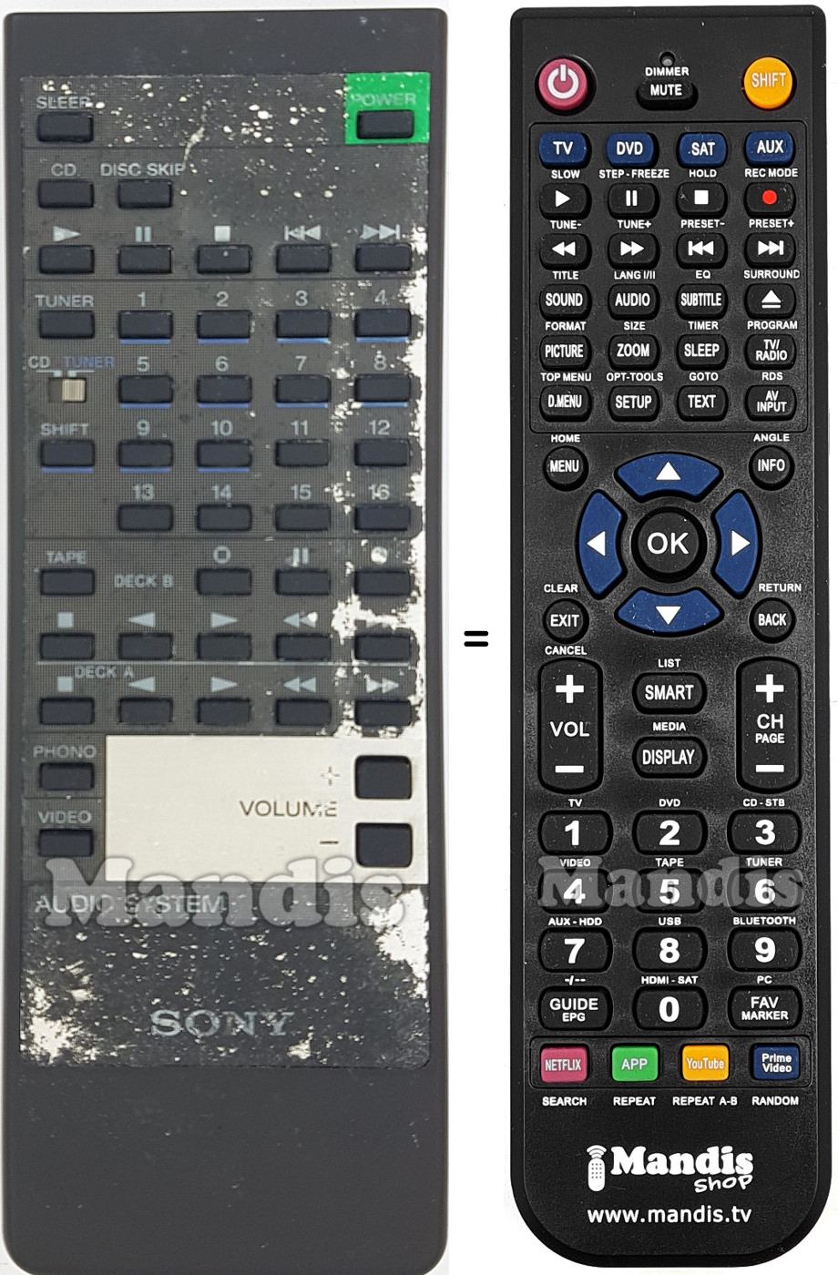 Replacement remote control Sony 146545511