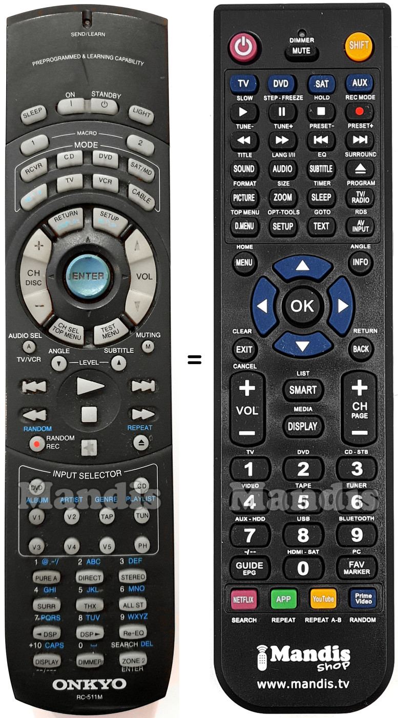 Replacement remote control Onkyo RC-511M