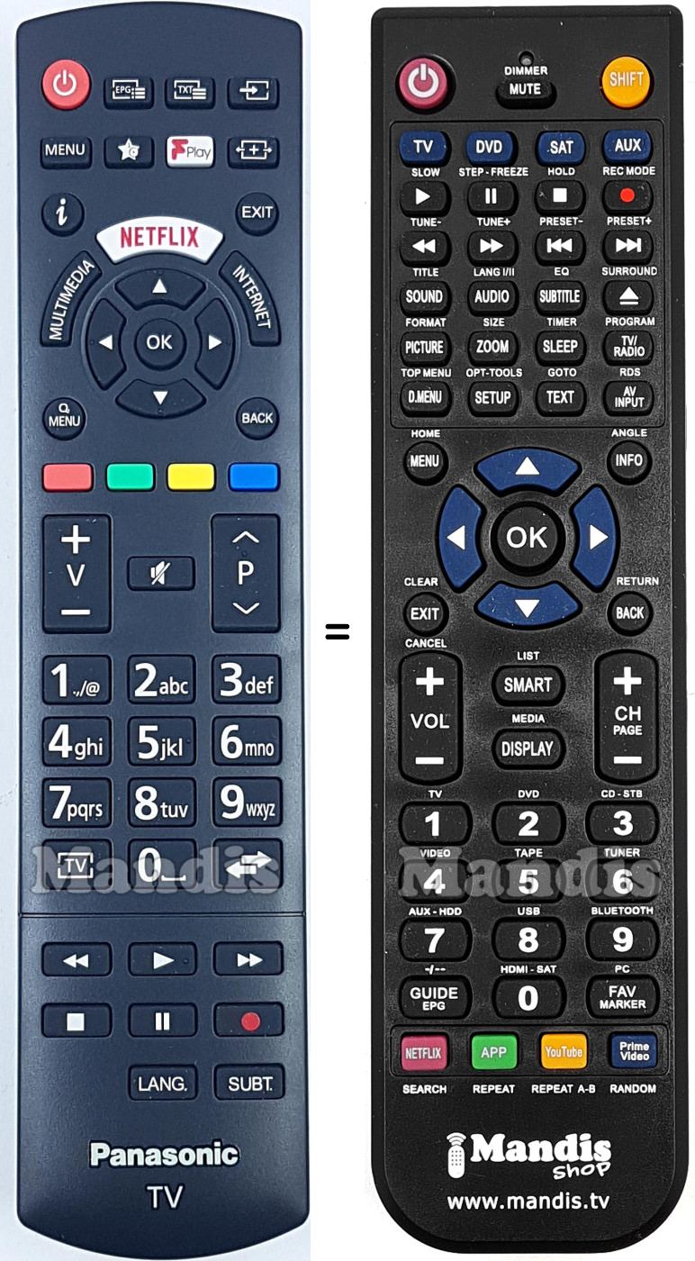 Replacement remote control Panasonic 30094757
