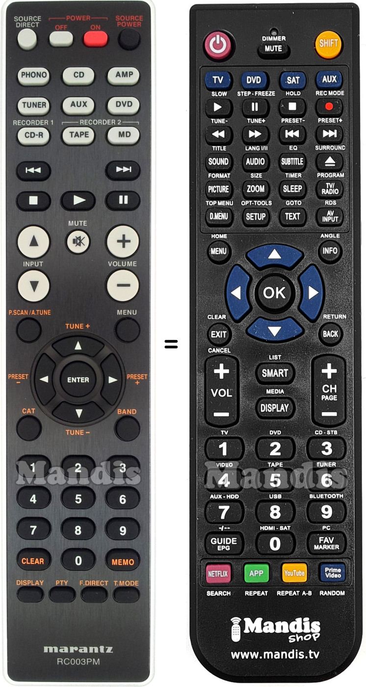 Replacement remote control Marantz RC003PM