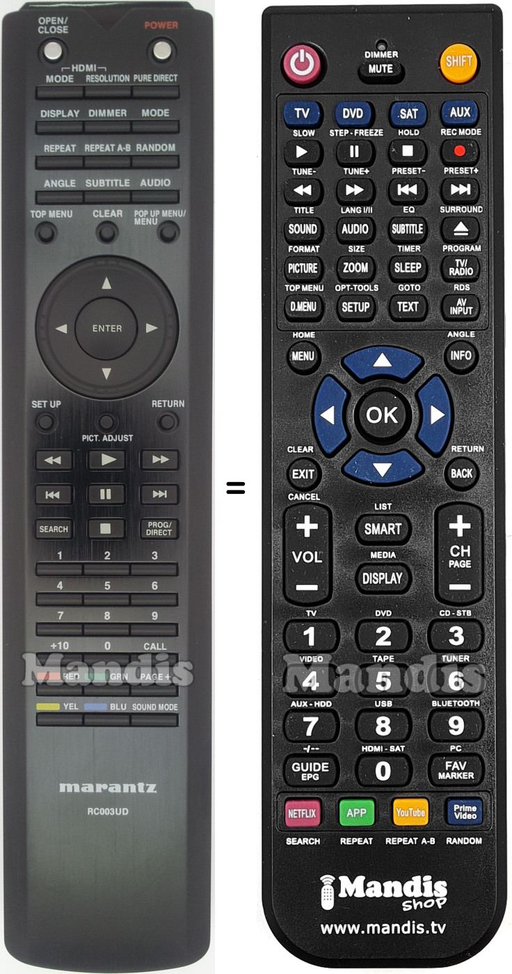 Replacement remote control Marantz RC003UD