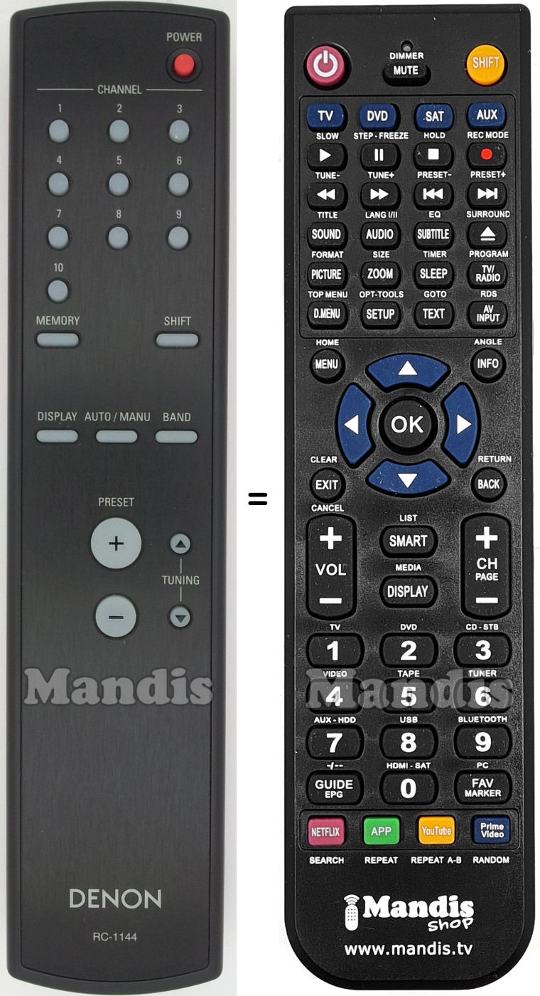 Replacement remote control Denon RC-1144